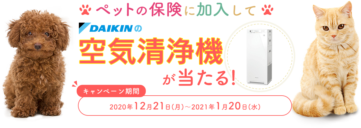 ペットの保険に加入してDAIKINの空気清浄機が当たる！