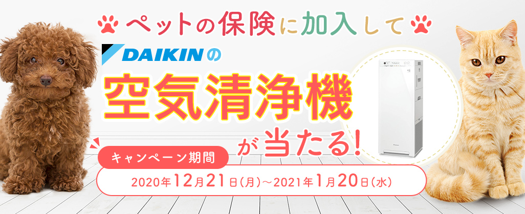 キャンペーン「『ペットの保険』に加入して、空気清浄機が当たる!」開始