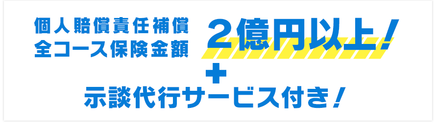 個人賠償責任補償全てのコースの保険金額が2億円以上！