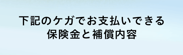 下記のケガでお支払いできる保険金と補償内容