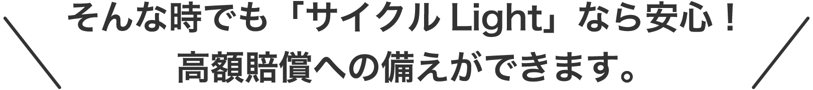 そんな時でも「サイクルLight」なら安心！高額賠償への備えができます。