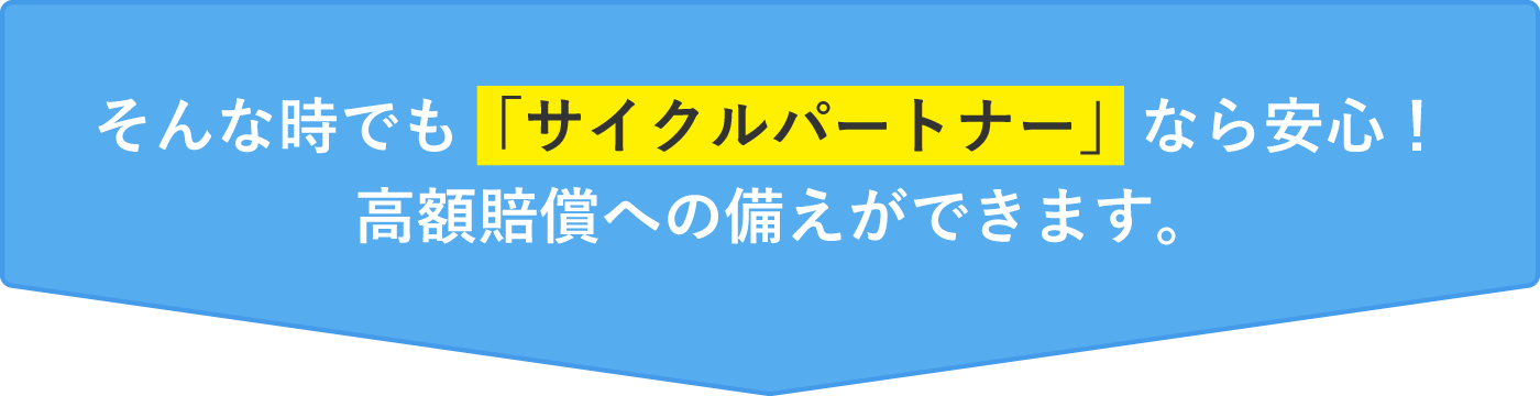 そんな時でも「サイクルパートナー」なら安心！高額賠償への備えができます。