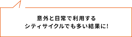 意外と日常で利用するシティサイクルでも多い結果に!