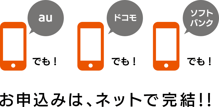 auでもドコモでもソフトバンクでもお申し込みは、ネットで完結!!