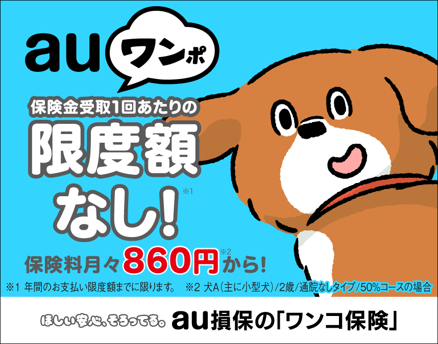 入ったヨ、ワンコの保険。auワンポ
